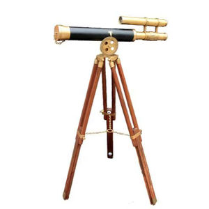 Telescopio Decorativo de Metal y Madera, Estilo Marino Vintage, Acabado en Latón, Lente Ajustable con Trípode, Artículo de Regalo - Product Image 1