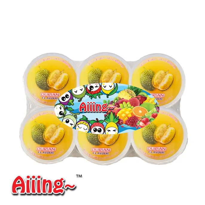 Aiiing cangkir puding buah cangkir Pudding Aiiing 110g x 6 cangkir x 16 Paket-Durian Flavour Pudding