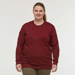 Women's Burgundy <b>Crewneck</b> Sweatshirt Plus Size Long Sleeve Pullover Casual Loose Fit Soft & Comfortable Everyday Top Front Logo - Product Image 1