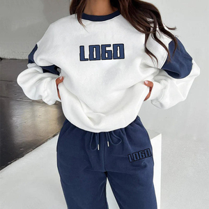 2025 nueva llegada Puff estampado Mujer Sudadera con capucha cordón Jogger Vintage chándales Conjunto Polar Sudadera con capucha pantalones de chándal para mujeres adultas - Product Image 5