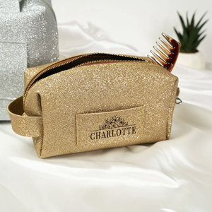 Pochette de maquillage holographique personnalisée, Pochette cosmétique en cuir personnalisée, Pochette de maquillage personnalisée pour demoiselle d'honneur - Product Image 5