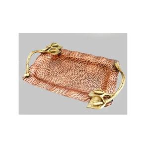 Plateau en fonte d'aluminium avec poignée florale Plateau en métal Finition personnalisée Design avec plateau de service en métal fait main de haute qualité - Product Image 3