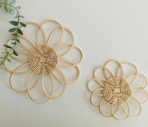 Handmade Rattan Flower <b>Wall</b> <b>Hanging</b> / Daisy <b>Wall</b> Decor - Product Image 1