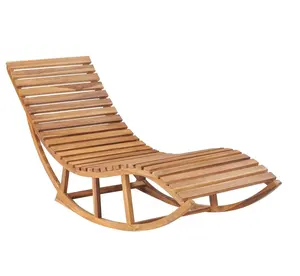 Chaise longue moderne de haute qualité en bois de teck massif avec finition naturelle mobilier d'extérieur pour hôtel