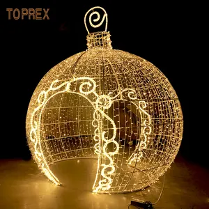 Walk Through Illuminated Golden Flashing Sphere Lantern Christmas Led Garden Ball With Led Lights For Shopping Mall Decoration