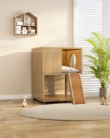 Maison pour chat en bois, condo moderne pour chat, tour pour chat avec griffoir, meubles pour animaux de compagnie pour chats d'intérieur