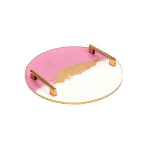 Vente chaude Gani Craft Impex Plateau de service en bois et résine plastique avec design arrondi et poignée en métal pour le service de décoration alimentaire - Product Image 5