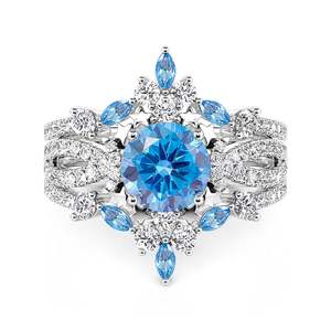 Ensemble de 3 bagues Jeulia en aquamarine avec motifs étoile et lune - Product Image 1