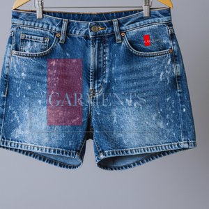 <b>Men</b> Acid Wash Denim Shorts Vintage Style Custom Streetwear Denim Shorts 280 GSM - Product Image 3
