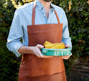 Heavy Duty Chef Restaurant Hombres Cuero Jardín Barbacoa Parrilla Trabajo Babero Delantales de cuero genuino con bolsillos para herramientas Modelo - Product Image 5