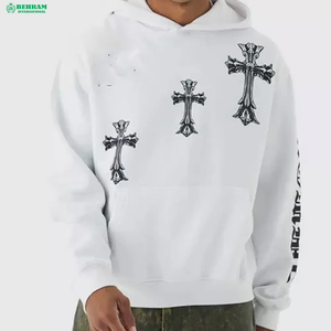 New Arrival Light Weight 100% Cotton Fleece Pullover Hoodie High Quality Customized Logo Screen Printing No <b>String</b> Men's Hoodies - Product Image 6