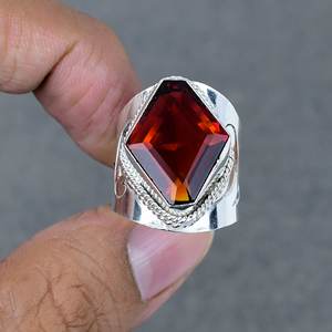 แหวนควอตซ์โกเมนธรรมชาติสไตล์คลาสสิกทำจากทองเหลืองชุบเงิน925เครื่องประดับสำหรับงานแต่งงานและงานเลี้ยงสำหรับงานหมั้น - Product Image 2