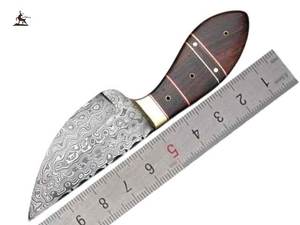 Couteau de skinner en acier Damas fait à la main avec manche en bois de rose et gaine en cuir supporté par l'OEM - Product Image 2