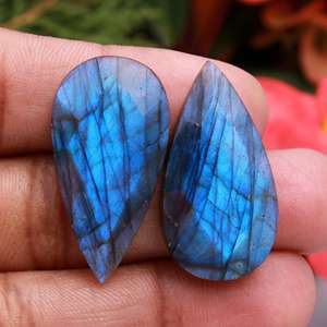 หินลาบราโดไรต์ทรงเหลี่ยมคู่ สีฟ้าไฟ หินบำบัด คริสตัล หินหลวม สำหรับทำต่างหู เครื่องประดับ ทำด้วยมือ - Product Image 2