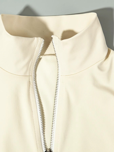 ชุดเซ็ตสองชิ้นลำลองสำหรับผู้หญิง ผ้าเรียบ ปักลาย แต่งซิป ชายเสื้อผ่า ทรงเข้ารูป กางเกงขาบาน สไตล์ทันสมัย เหมาะสำหรับใส่ในชีวิตประจำวัน ฤดูใบไม้ผลิ/ฤดูใบไม้ร่วง - Product Image 4