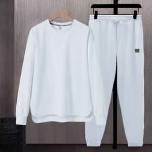 OEM Custom Factory Direct Japanese Style Men Summer Casual Two-Piece Set Solid Color Plus Size <b>Long</b> <b>Sleeve</b> Tshirt & Trouser Set - Product Image 5