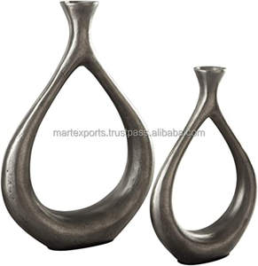 Vente chaude En Aluminium Métal Moulé Net Fleur Vase Noir Nickelé De Table Côtier pour La Décoration De La Maison En Gros De Noël - Product Image 4