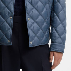 <b>Men's</b> Blue Quilted <b>Jacket</b> With Button Closure Windproof <b>Smart</b> Casual Style Regular Fit Polyester Shell - Product Image 6