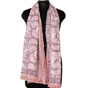 Diseñador de lujo hecho a mano gris Sanganeri bloque impreso algodón bufanda mujer Pareo para ropa de playa verano Sarong al por mayor - Product Image 4