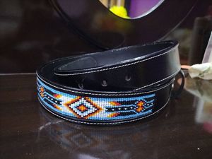 Best Quality Custom Made Genuine Western Leather Beaded Belt With <b>Stud</b> Design Manufacturer Exporter Beaded Belt <b>Man</b> and Woman - Product Image 3