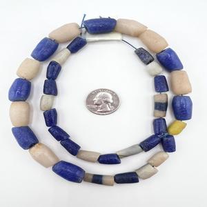 Vintage Handcrafted White Blue Powder Glass Beads <b>Sand</b> Cast Jewelry Crafting-Wholesale Bulk Supply Crystal Lampwork Beads - Product Image 1