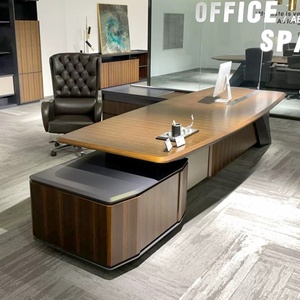 Modern Luxury Wooden Executive <b>Desk</b> and Chair Set Premium Minimalist CEO President Office Table with Designer Ergonomic Computer - Product Image 3