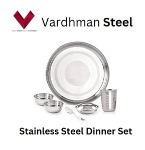 Service de table en acier inoxydable 6 pièces avec logo personnalisé, couverts à motif laser et assiettes rondes, style INS - Product Image 4