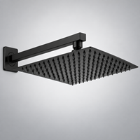 Ensemble de douche carré WYRAX en laiton poli noir et acier inoxydable, avec robinet de luxe et fonction pluie, idéal pour appartements et hôtels