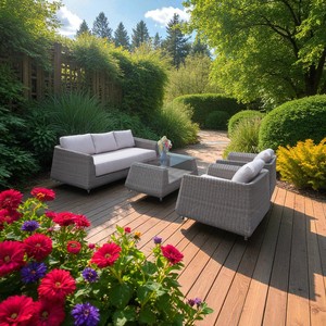 ชุดเครื่องจักสานเทียม PRSF-TP3หวายเทียมโพลีหวายที่นั่งพักผ่อนกลางแจ้งขนาดใหญ่พร้อมรูปพระจันทร์สำหรับสวนหรือดาดฟ้า - Product Image 5