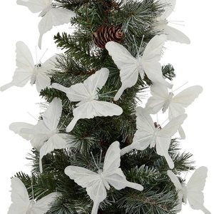 4 White Butterfly Christmas Ball & <b>Tree</b> Ornaments Decor - Product Image 6