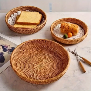 Panier de rangement ovale en bambou tressé à la main, plateau à fruits tissé, organisateur multifonction écologique pour le rangement des aliments dans la cuisine - Product Image 3