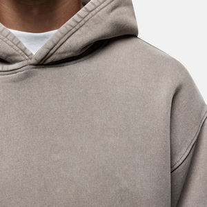 Novedad 2025: Sudadera con Capucha para Hombre, Estilo Urbano de Invierno, 100% Algodón, Forro Polar de 240g, Hombros Caídos, Corte Holgado, Transpirable, Teñido Liso - Product Image 2