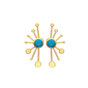 Pendientes de piedras preciosas chapadas en oro para mujer, Color Turquesa - Product Image 1