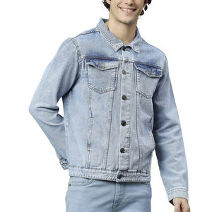 Vestes en jean déchirées de couleur unie respirante de haute qualité manteaux décontractés courts hommes veste en jean pour hommes - Product Image 3