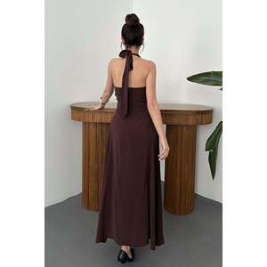 Vestido Halter Marrón - Marrón - Product Image 5