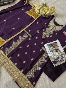 Nuevo Kameez bordado pesado pakistaní con Jarkan Work Cosido Stanton Bottoms Dupatta Traje para fiestas - Product Image 4