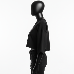 Camiseta corta para mujer, de algodón grueso, estilo urbano, corte holgado, con estampado de logotipo personalizado, camiseta corta de algodón para mujer - Product Image 3