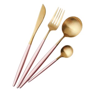 Ensemble de couverts classiques en or, 5 pièces, acier inoxydable, poli miroir, vaisselle, couverts, pour la maison, mariage, restaurant - Product Image 3