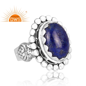 Anillo de declaración de piedras preciosas de lapislázuli Natural de plata esterlina oxidada de la mejor calidad, joyería personalizada para mujer, regalo para ella - Product Image 2