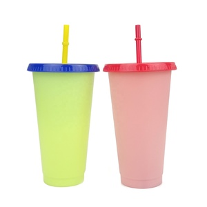 Vasos que cambian de color <span class=keywords><strong>con</strong></span> tapas y popotes para adultos reutilizables de 24 onzas <span class=keywords><strong>con</strong></span> tapas y popotes - Product Image 2