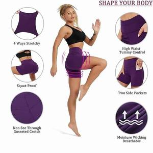 กางเกงขาสั้นเล่นฟิตเนสของผู้หญิงพิมพ์ลายสีทึบพิมพ์ลายด้วยการพิมพ์ซับลิเมชันสำหรับใส่เล่นโยคะ - Product Image 5