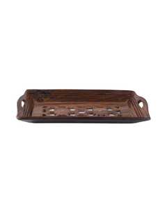 Bandeja DE SERVICIO DE MADERA clásica para el hogar y el hotel Juego de bandejas decorativas de madera Utensilios de cocina - Product Image 3