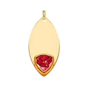 18k Gold Plated Marquise Shape With Red Garnet Trillion Gemstone Necklace Pendant for Jewelry Making Charms