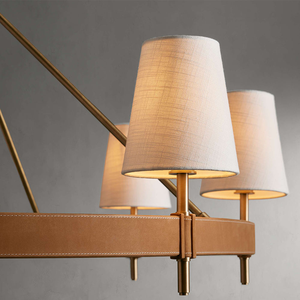 Lampadario a soffitto rotondo in ottone <span class=keywords><strong>moderno</strong></span> in pelle americana <span class=keywords><strong>per</strong></span> soggiorno a casa Hotel decorazione luci a sospensione - Product Image 2