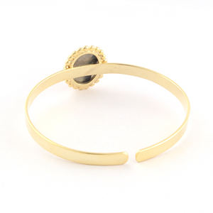 Western Style Oval Shape Natural Flashy Labradorite Handmade <b>Adjustable</b> <b>Bracelet</b> Gold Plated Open Cuff Bangle <b>Bracelet</b> Jewelry - Product Image 4