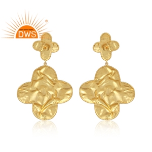 Vente chaude en argent sterling plaqué or 18 carats perle naturelle boucles d'oreilles demi fabricant de bijoux fins - Product Image 4
