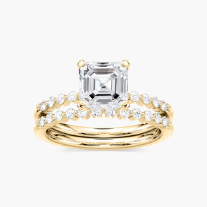 ชุดแต่งงานเพชรทรง Asscher น้ำหนัก 3.00 กะรัต ผลิตในห้องปฏิบัติการ ตัวเรือนทองคำแท้ 14K - Product Image 3