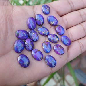 อัญมณีทรงวงรีทรงหลวมสีเทอร์ควอยซ์ทองแดงสีม่วงธรรมชาติปรับเทียบสำหรับการจัดหาเครื่องประดับจำนวนมาก - Product Image 4