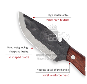 Personalizable OEM de alta calidad al aire libre táctico Camping cuchillo de caza Acero inoxidable mango de madera Funda de cuero 1 año de garantía - Product Image 4