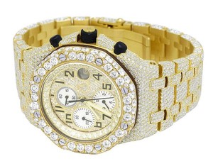 Best Seller VVS Moissanite Diamond Yellow Gold Tone Acero inoxidable Iced Out Mecánico Automático Reloj de pulsera Hip Hop Moda - Product Image 4
